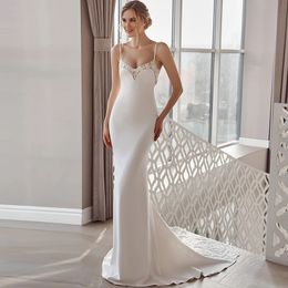 Sexy Vintage Simple Sleeveless Mermaid Wedding Dresses 2024 Charming Backless Spaghetti Straps Bridal Gowns YD