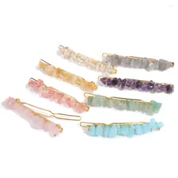 Hair Clips Gravel Quartzs Chip Bead Hairpins For Women Girls Accessories Crystal Amethysts Citrine Natural Stone Barrettes