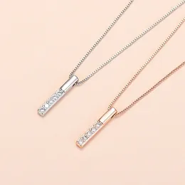 Pendants 925 Sterling Silver Necklace For Women Girls Elegant Zircon Striped Shape Necklaces Fashion Gold Color Jewelry