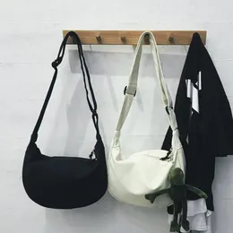 Evening Bags Women Canvas Crossbody Bag Large Capacity Portable Solid Colour Female Hobos Shoulder Messenger 2024