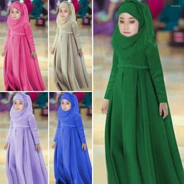 Ethnic Clothing 3pc Muslim Kids Girls Hijab Dress Eid Ramadan Prayer Garment Scarf Abaya Dubai Turkey Kaftan Arab Robe Niqab Burqa Khimar