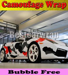 Red white Black arctic Camo Vinyl Car Wrap Film With Air Rlease Gloss Matt Snow Camouflage Pixel Car Sticker 152x30mRoll5x1008522451