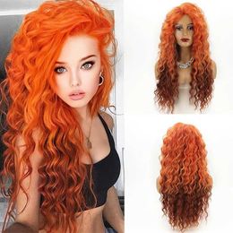 Synthetic Wigs Long Fluffy Curly Wig for Women Ombre Orange Ginger Natural Wavy Hair Wig Ash Blonde Synthetic Loose Deep Wave Wig Cosplay 240328 240327