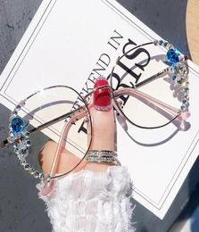 Sunglasses Blue Light Computer Glasses Women Metal Frame Bling Rhinestone Rectangle Eyeglasses Clear Lens Vintage Eyewear Shades F7185114