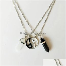 Chains Hexagonal Stone Necklace Magnetic Couple Matching Split Heart Pendant Friends Friendship Jewellery Gift Drop Delivery Necklaces P Dhssb