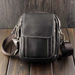 Bag Genuine Leather Mini Tote Handbag Men Messenger Shoulder Fanny Waist Pack