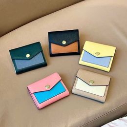 Fashion Colour blocking envelope round buckle inside and outside card bag wallet flap multifunctional fashion coin purse short clip 031924-11111