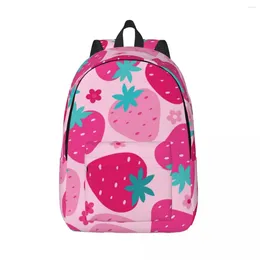 Backpack Men Women Large Capacity School For Student Pink Cute Strawberry Bag