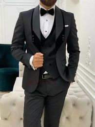 Men's Suits Italian For Men Slim Fit 3 Piece Formal Jacket Double Breasted Vest Pants Custom Made Groom Tuxedo Wedding Clothes 2024