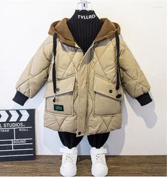 Down Coat 2024 Winter Kids Fashion Boys' Cotton Large Children Cold Padded Jacket Long Cotton-Padded