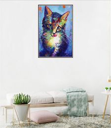 DIY Diamond Painting with Colour the Cat Paintings with Hanging Decorative Pictures with Colorful Flower Cat Pictures for Full Dia3994203