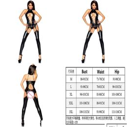 Sexy Pyjamas Women Porn Body Suit Y Latex Bodysuit Open Crotch Nightclub Dance Wear Leather Lingerie Erotic Catsuit For 5Size L0407 Dr Dh3Fa