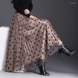 Skirts Polka Dot Printing Ladies Casual Elastic Waist Spring Autumn Patchwork A-line Skirt Fashion Elegant Straight Women's Clothing