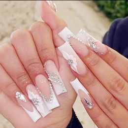 Nail Art Fake Nails Artificial Square Head Press on Acrylic Nail Tips Seamless Removable False Nails Ballerina Press on Nails Expensive nail products sequins