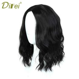Synthetic Wigs DIFEI 14 Short Curly Synthetic Hair Women Lady Daily Costume Cosplay Wig Natural Black High Temperature Fibre 240328 240327