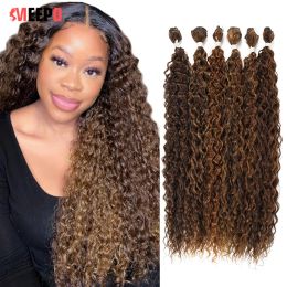 Weave Weave Meepo Synthetic Weaving Hair Bundles Curly Organic Hair 6580CM Super Long Fake Hair for Women Ombre Honey Blonde