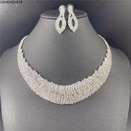 Earrings Necklace Unique Design Fashionable and Simple Choker Stud Bridal Jewelry Sets Wedding Accessories Factory Dropship