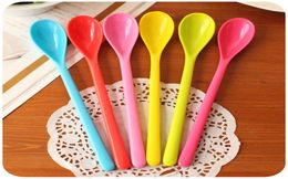 Candy Colour Long Handled Spoon mixing Melamine Plastic Spoon Coffee Honey Spoons Flatware Whole 20pcsLot6826440