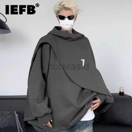 Men's Hoodies Sweatshirts IEFB Dark Style Sweatshoirt Hooded Solid Colour Male Thickened Fleece Top Cape Design New Fashion Hoodies 24318