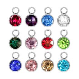 6x9mm 3Colors Birthstone Crystal Floating Charms Rhinestone Stainless Steel Charms for DIY Earrings/Necklace/Bracelets Making Handmade LL