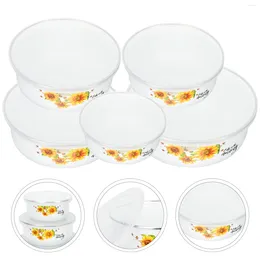 Dinnerware Sets 5 Pcs Containers With Lids Enamel Covered Bowl Noodle Kitchen Supplies Instant Enamelware Lunch Salad Office