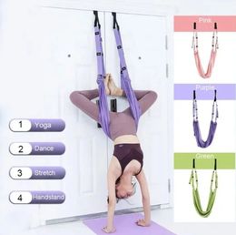 Adjustable Aerial Yoga Strap Elastic Stretch Door Hanging Yoga Belts Hammock Swing Fitness Handstand Rope Training Device Women