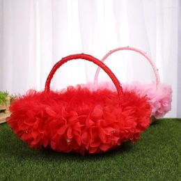 Party Decoration 1pcs Lace Bride Flower Basket For Romantic Wedding Banquet Supplies