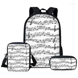 Backpack Harajuku Piano Keyboard Musical Notes 3D Print 3pcs/Set School Bags Laptop Daypack Inclined Shoulder Bag Pencil Case