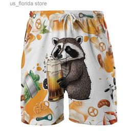 Men's Shorts 3D Printed Procyon Lotor Pattern Beach Shorts For Men Funny Animal Raccoon Short Pants Clothes Casual Mens Hip Hop Trunks Y240320