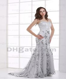 2015 Sexy Silver Spaghetti Straps Mermaid Evening Dresses Beaded Tulle over Satin Dresses MZ084 Dhyz 013316952