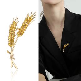 Dmari Women Brooches Korean Fashion Style 3-Color Rhinestone Ear of Wheat Lapel Pins Luxury Jewellery Accessories For Clothing
