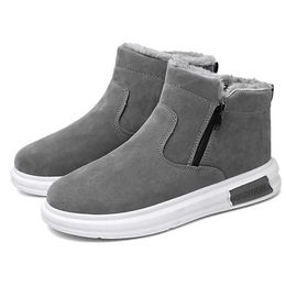 HBP Non-Brand Wholesale Mens High-Cut Zippered Windproof Thick Fleece Winter Snow Boots Shoes