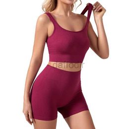 Tute da donna Set da palestra Set da allenamento Abbigliamento da donna Leggings senza cuciture Reggiseno sportivo Abbigliamento Pantaloncini a vita alta Tuta da donna 24318