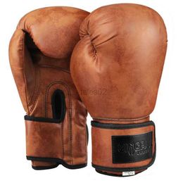 Protective Gear 8/10/12oz Professional Boxing Glove Wear-Resistant Leather Vintage Colour Scheme MMA Sanda Training Glove Boxing Training Gear yq240318