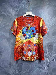 Spring New Round Neck Printed Beaded T-shirt