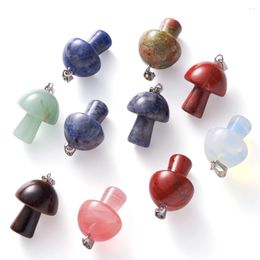 Pendant Necklaces 10pcs Natural Stone Mushroom Pendants For Jewellery Making DIY Lovely Bracelet Necklace Crafts Decor Accessories 24-25x16mm