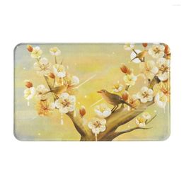 Carpets Peach Blossom Magpie Cute Cartoon Doormat Rug Carpet Mat Footpad Bath Polyester Non-slip Balcony Toilet Washable Dust