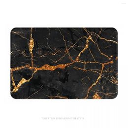 Carpets Kitchen Non-Slip Carpet Faux Black Marble With Gold Glitter Veins Bedroom Mat Welcome Doormat Home Decor Rug