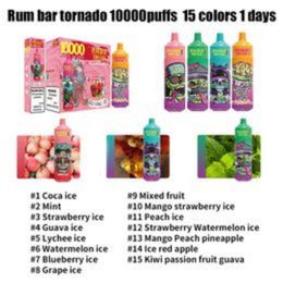 Local Warehouse Rum Bar 10000 puffs 650mah 20ml vapes disposable puff lectroniques jetables randm tornado pen 15 Flavours