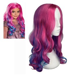 Synthetic Wigs Gres Descendants 3 Grediant Wavy Audrey Wig for Kids Synthetic Hair Cosplay Costume Wigs High Temperature Fiber Machine Made 240328 240327