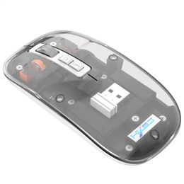 Magnetic Transparent Triple Modes Bluetooth Compatible 24G Wireless Rechargeable Mouse Silent Mice Mute For PC Gaming Office 240309