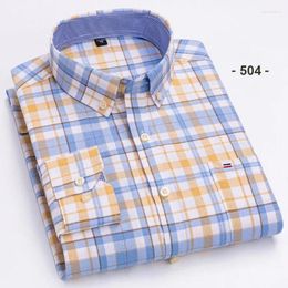Men's Casual Shirts 2024 Men Shirt Cotton Oxford Striped Plaid 7XL Mens Button Up Long Sleeve Slim Fit