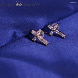 Stud Earrings 5 Pairs Exquisite Gold Colour Butterfly / Cross Flower CZ Ear Piercing Accessories For Women Fashion
