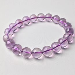 Link Bracelets Wholesale 1pcs Lavender Light Purple Amethyst Bracelet 6mm 8mm 9mm 10mm 11mm Round Gemstone Jewelry Bead 18.5cm