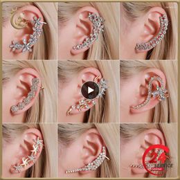 Backs Earrings 1PCS Full Butterfly Flower Women NO Piercing Ear Clip Crystal Rhinestone Cuff Fashion