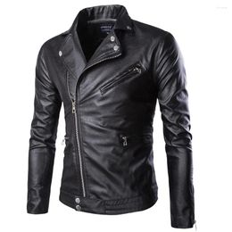 Racing Jackets High Quality Men Slim Blue Motorcycle Cycling Leather Punk Style Autumn Mens Oblique Zipper & Suede Coat