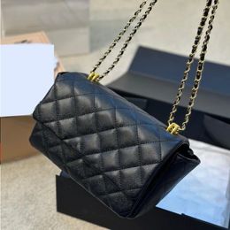 CC Bags Luxury Brand Shoulder 22K Womens Black Classic Mood Flap Caviar Leather Bracelet Chain Hand Totes Gold Metal Matelasse Cro Ftepa