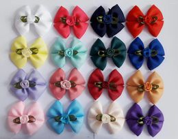 Hair Accessories 10pcs 3.5''Double Tux Bows Flower Ribbon Clip For Girl Kids