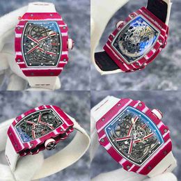 RM Watch Collection Crystal Watch RM67-02 Catal NTPT Carbon Fibre Material Hollow Automatic Mechanical Mens Watch