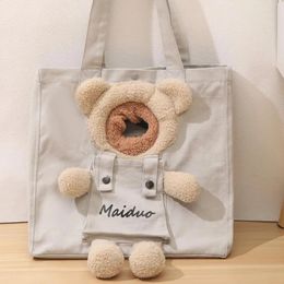 Cat Dog Bag Canvas Tote Outdoor Transport One Shoulder Bag for Small Dogs Handbag Pouch Puppy Travel Pet 240318